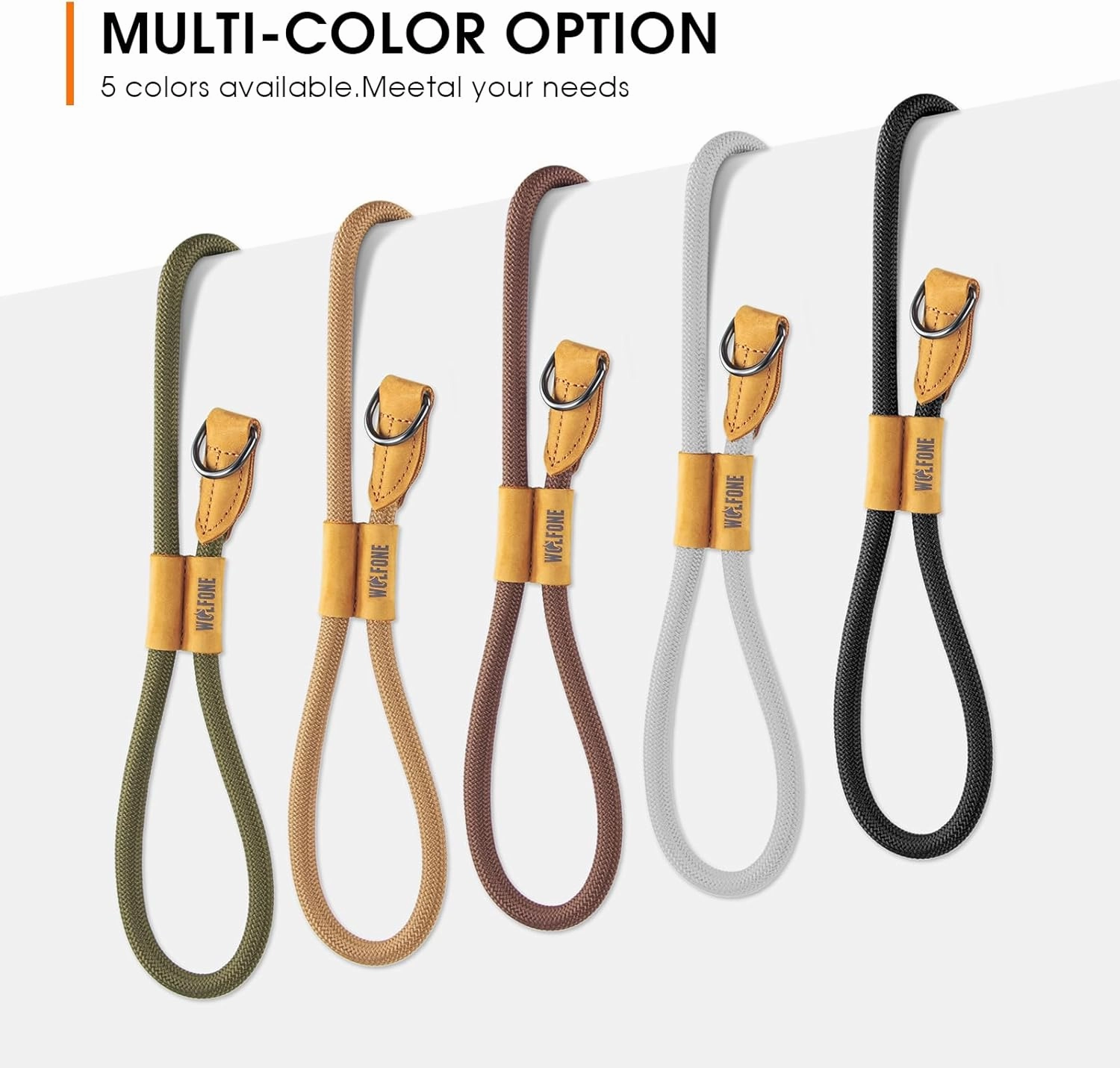 Slip Lead Dog Leash - Heavy Duty Rope Leash with Adjustable Loop and Hands-Free Handle for Training, Walking Active Dogs Brown 3m*Ø12mm