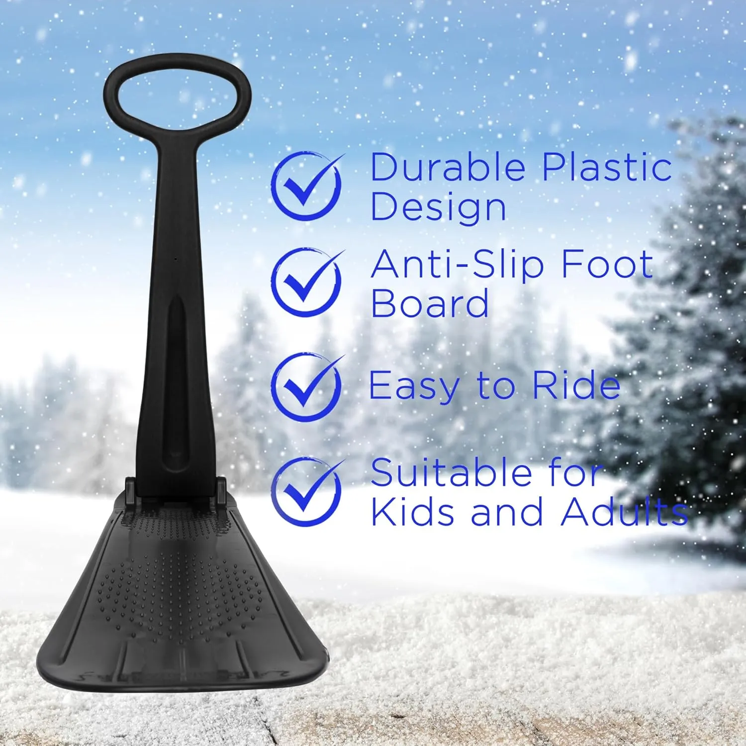 Slippery Racer Kid's Lightweight Compact Foldable Cold Resistant Downhill Outdoor Winter Ski Scooter Snow Sled for Children 4 Years and Up