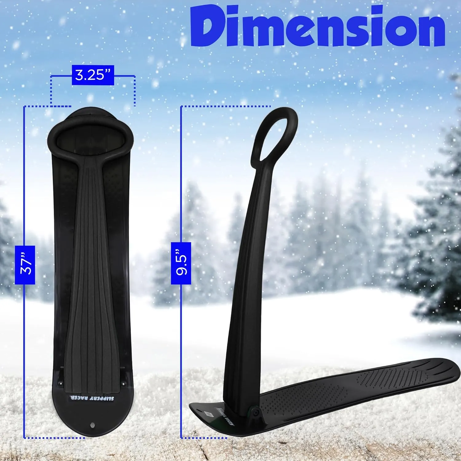 Slippery Racer Kid's Lightweight Compact Foldable Cold Resistant Downhill Outdoor Winter Ski Scooter Snow Sled for Children 4 Years and Up