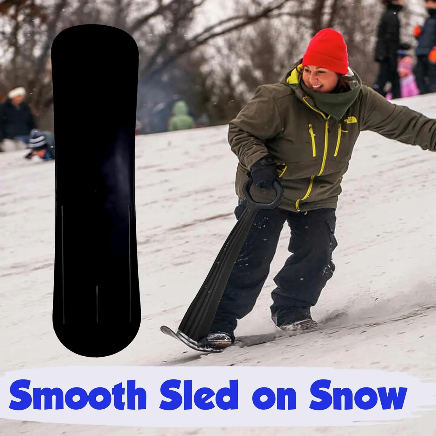 Slippery Racer Kid's Lightweight Compact Foldable Cold Resistant Downhill Outdoor Winter Ski Scooter Snow Sled for Children 4 Years and Up