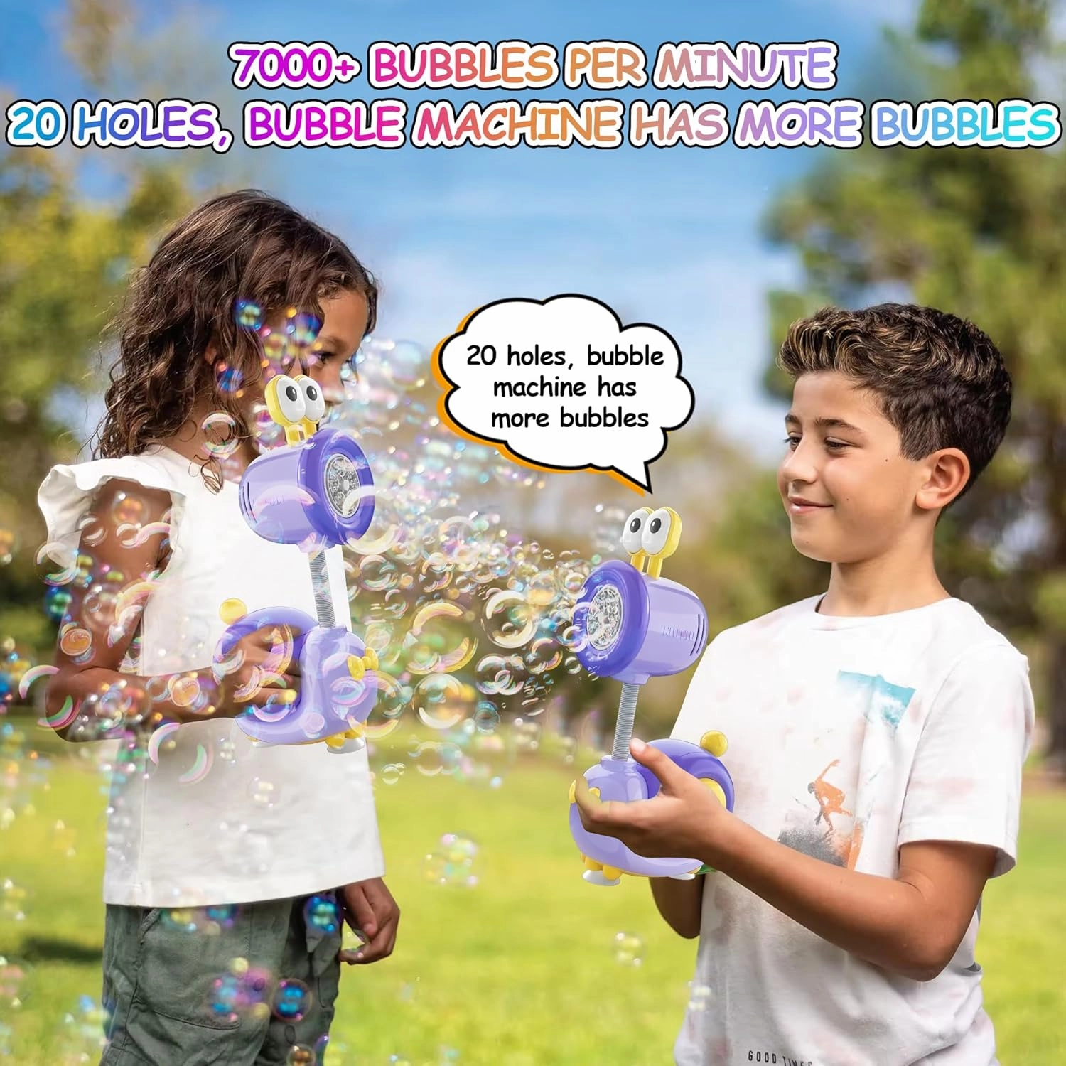 Snail Automatic Rechargeable Bubble Machine for Boys and Girls Gift Aged 3 , Bubble Maker Gun with Lighting, Fantasy Bubble Wand with Bubble Refill Solution, Party Birthday Gift for Kids (Purple)