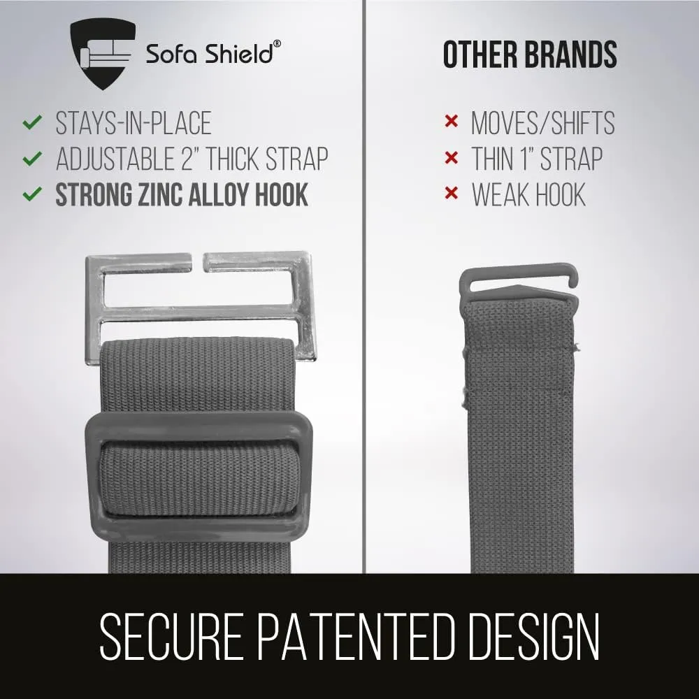 Sofa Shield Couch Slip Cover with Patented Strap, Large Cushion Protector, Reversible Stain and Dog Tear Resistant Slipcover, Quilted Microfiber 88in Seat, Washable Covers for Dogs Pets Kids, Charcoal