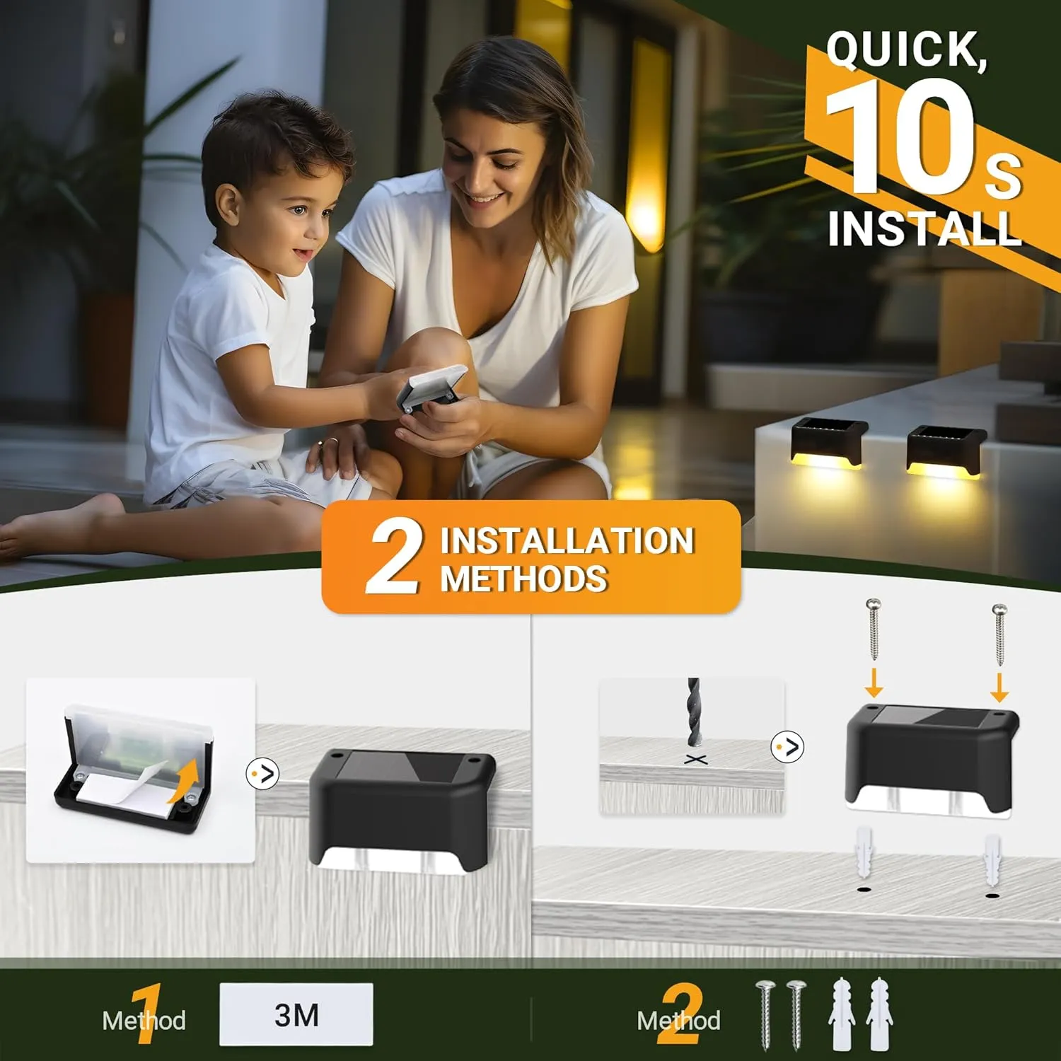 Solar Deck Lights Outdoor, Solar Step Lights Waterproof Led Lights for Outdoor Stairs, Step, Fence, Patio,Yard,Porch and Balcony(12 Pack,Warm White)