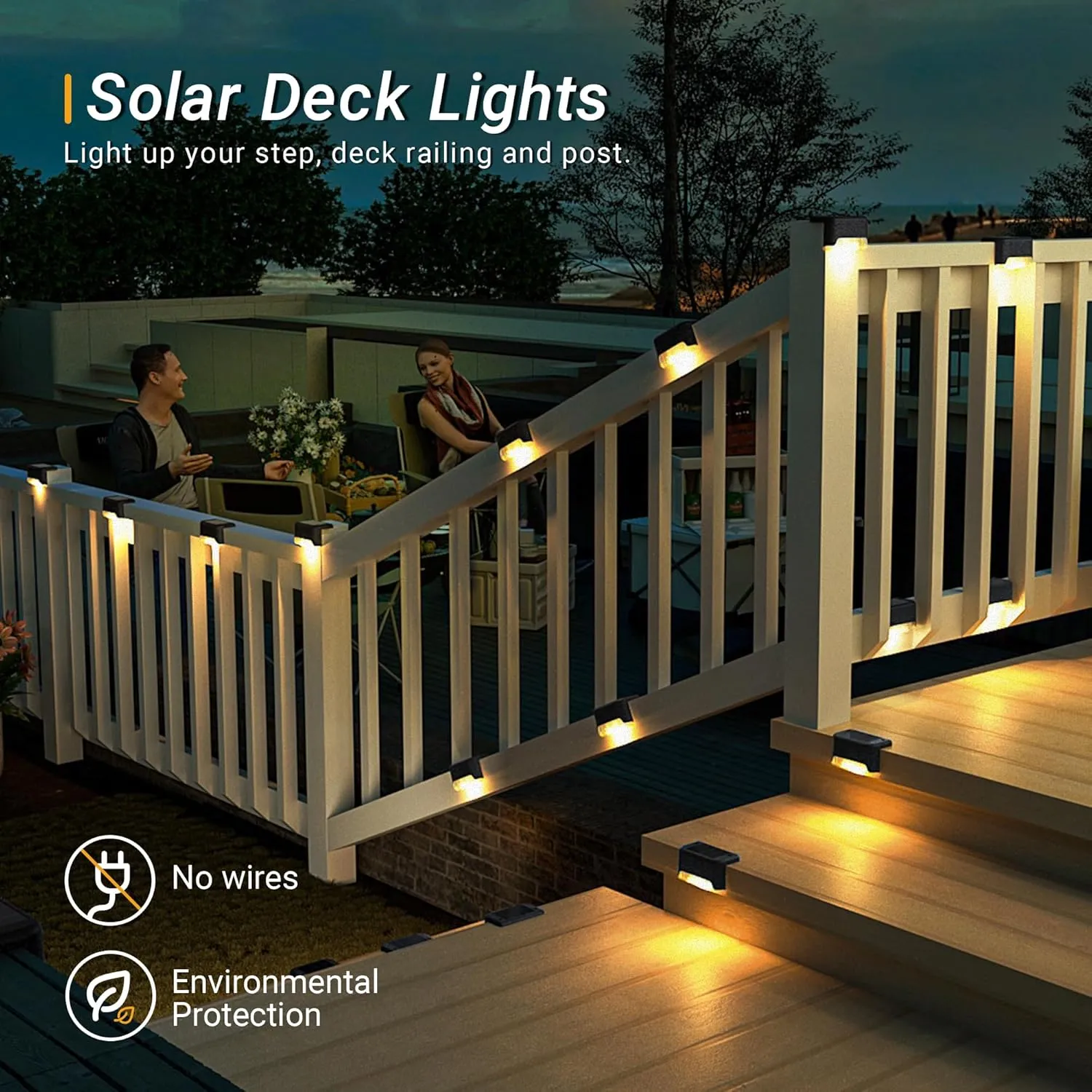 Solar Deck Lights Outdoor, Solar Step Lights Waterproof Led Lights for Outdoor Stairs, Step, Fence, Patio,Yard,Porch and Balcony(12 Pack,Warm White)