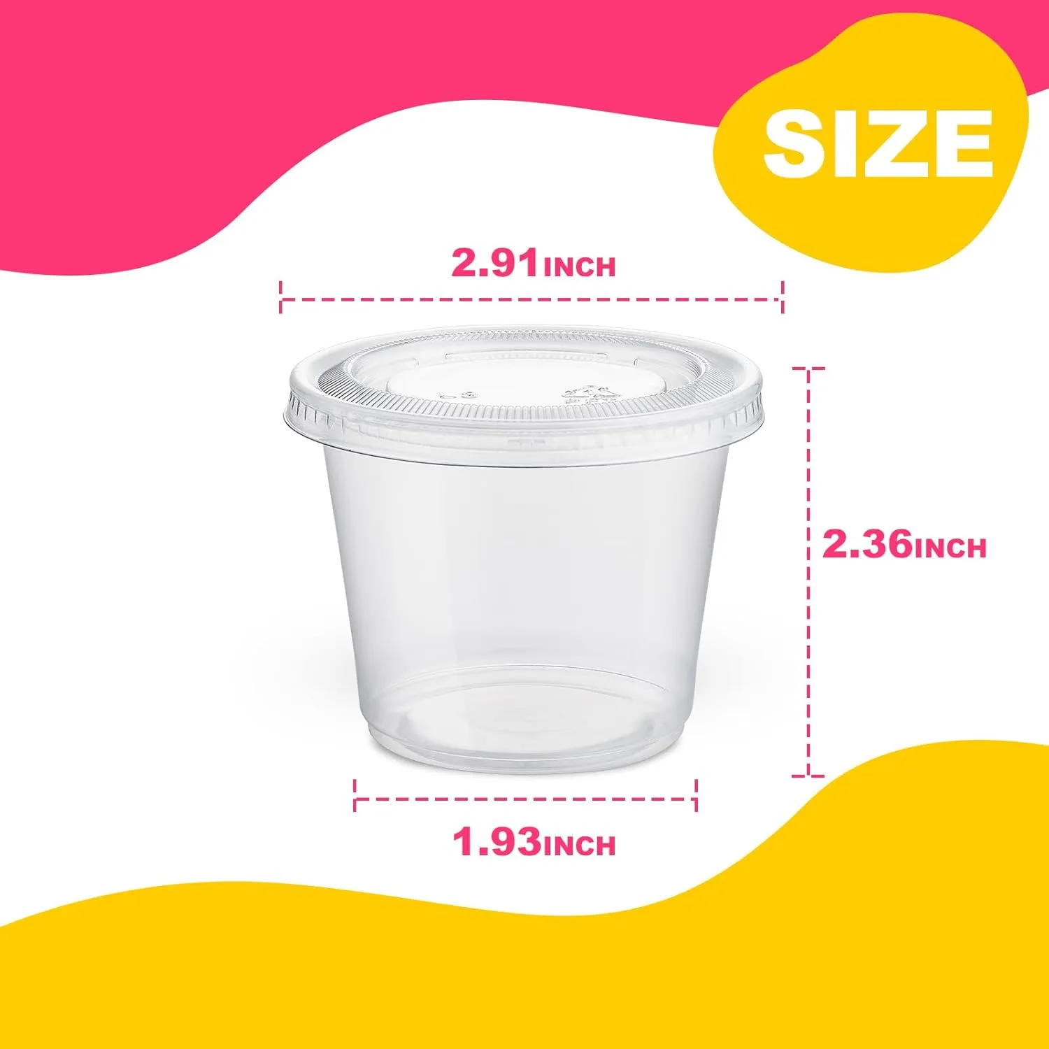 SOOMER [100 Sets - 5.5 oz Small Plastic Containers with Lids - Portion Cups for Fruits, Candy, Nuts - Disposable Food Containers for Lunch, Parties, and Trips - Airtight & Stackable, BPA-Free