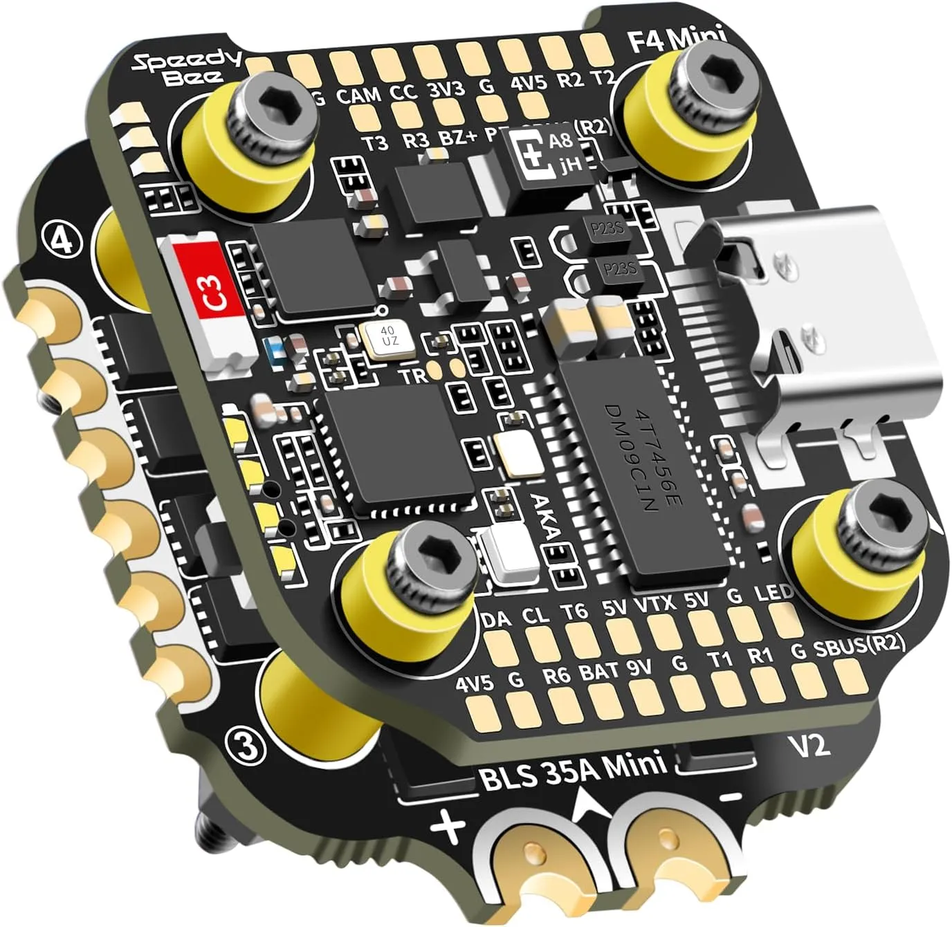 SpeedyBee F405 Mini Flight Controller Stack, 20x20mm, APP Control, Bluetooth Built-in, 35A 4-in-1 BLHeliS ESC Board, Compatible with DJI Air Unit FPV Drone Airplane