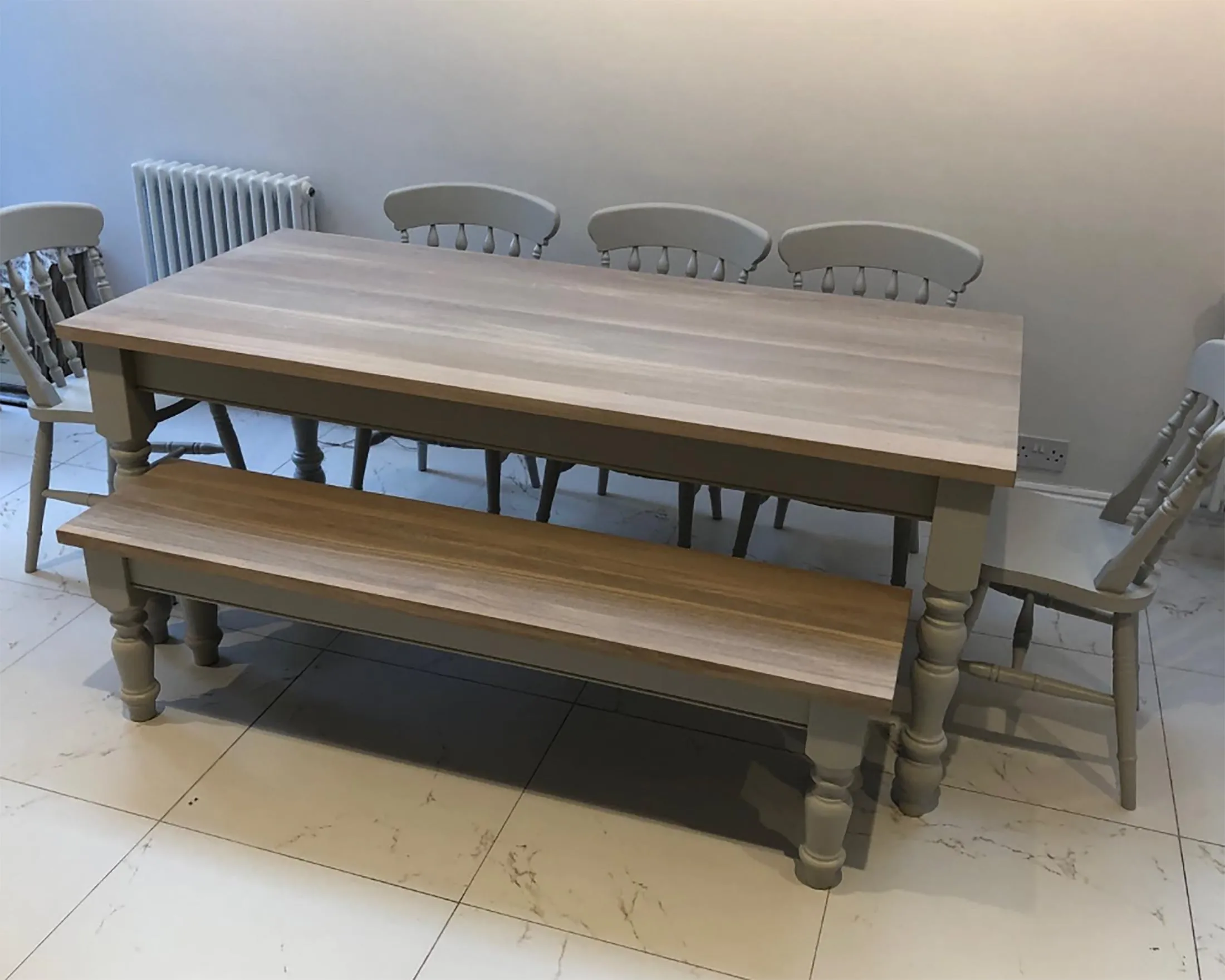 Spindle Back Dining Set with Bench