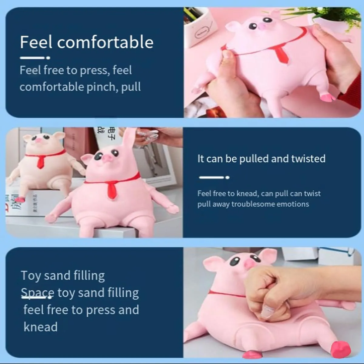 Squishy Pig Toys - Pink Pig Squishy Toy for Kids Adults, Novelty Pig Squeeze Toys, Funny Tiktok Pig Sensory Stress Toy for Decompress and Anxiety Relief Women Men Kids (Small)