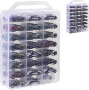 Storage Case for Hot Wheels,Double Sided Carrying Case Compatible with 48 hot wheels cars,matchbox cars storage case,hot wheels storage(Transparent)
