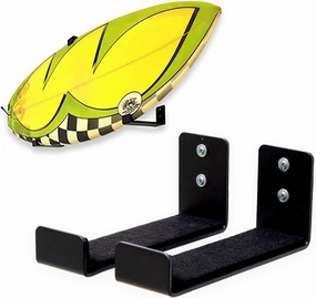 StoreYourBoard Naked Surf – The Original Minimalist Surfboard Rack, Heavy-Duty Black Aluminum Surf Board Wall Hangers for Display & Storage, Surfboard Wall Mount Holds 30 lbs