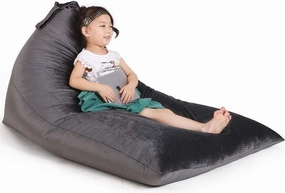 Stuffed Animal Storage Bean Bag Chair for Kids and Adults, Stuffed Animal Bean Bag Storage, Luxury Velvet Stuffie Seat - Cover ONLY(Dark Grey 200 L/52 Gal)