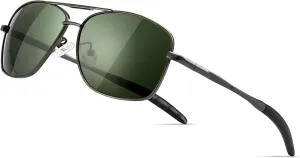 SUNGAIT Men's Polarized Square Aviator Sunglasses Durable Metal Frame for Fishing Driving Golf 100% UV Protection