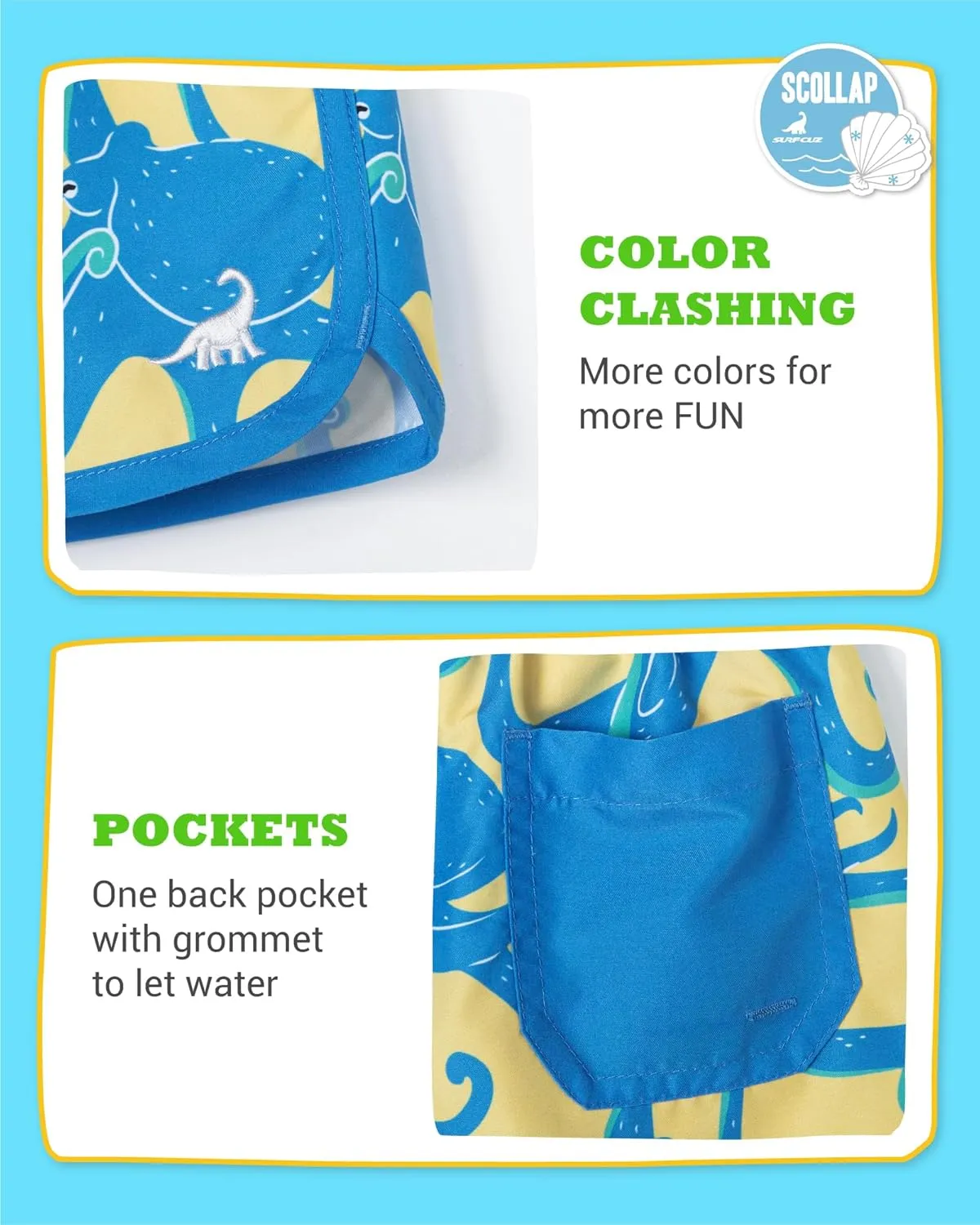 SURF CUZ Boys Swim Trunks Retro Toddler Boy Swimsuit Shorts Quick Dry Swimming Trunks Bathing Suit