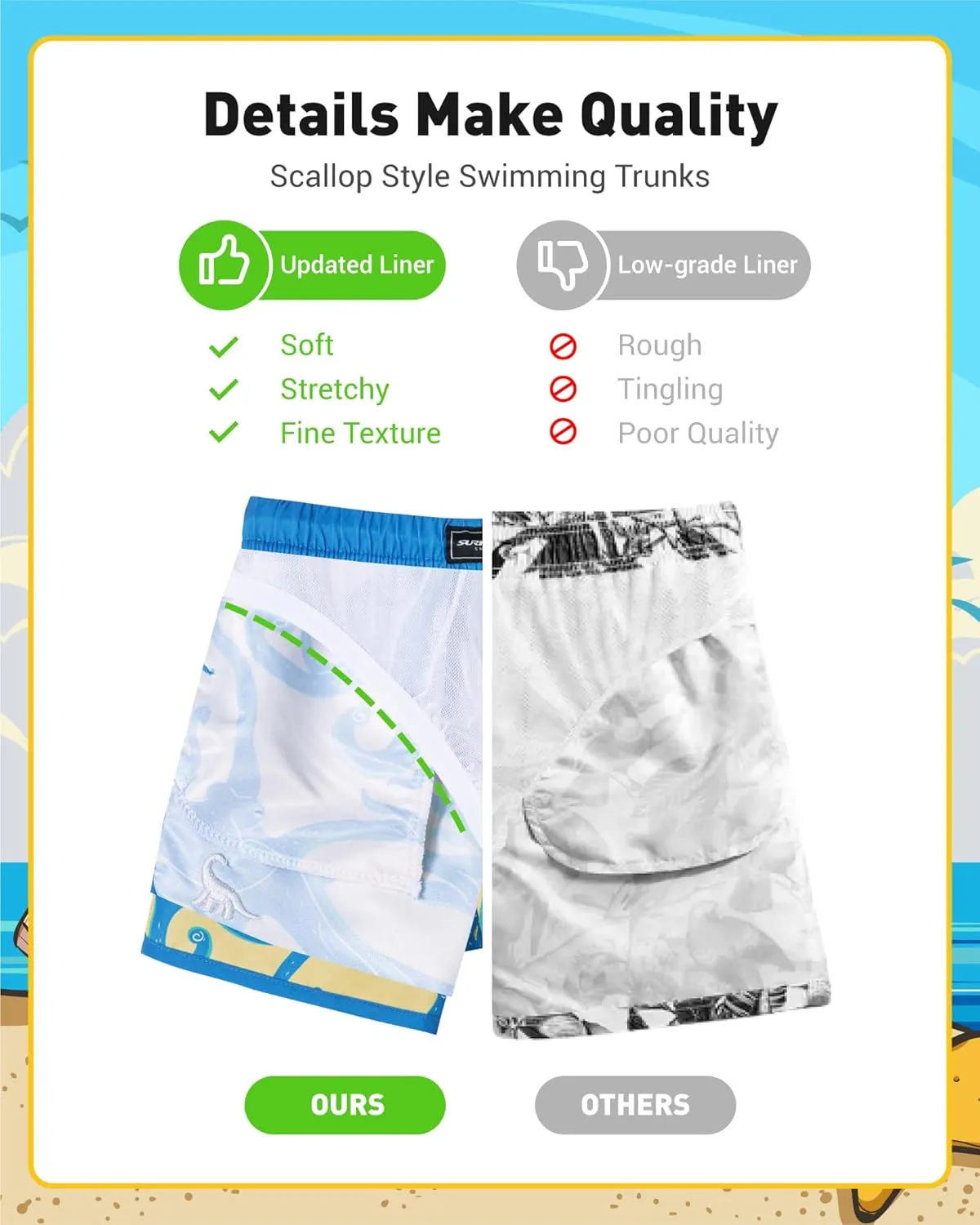 SURF CUZ Boys Swim Trunks Retro Toddler Boy Swimsuit Shorts Quick Dry Swimming Trunks Bathing Suit