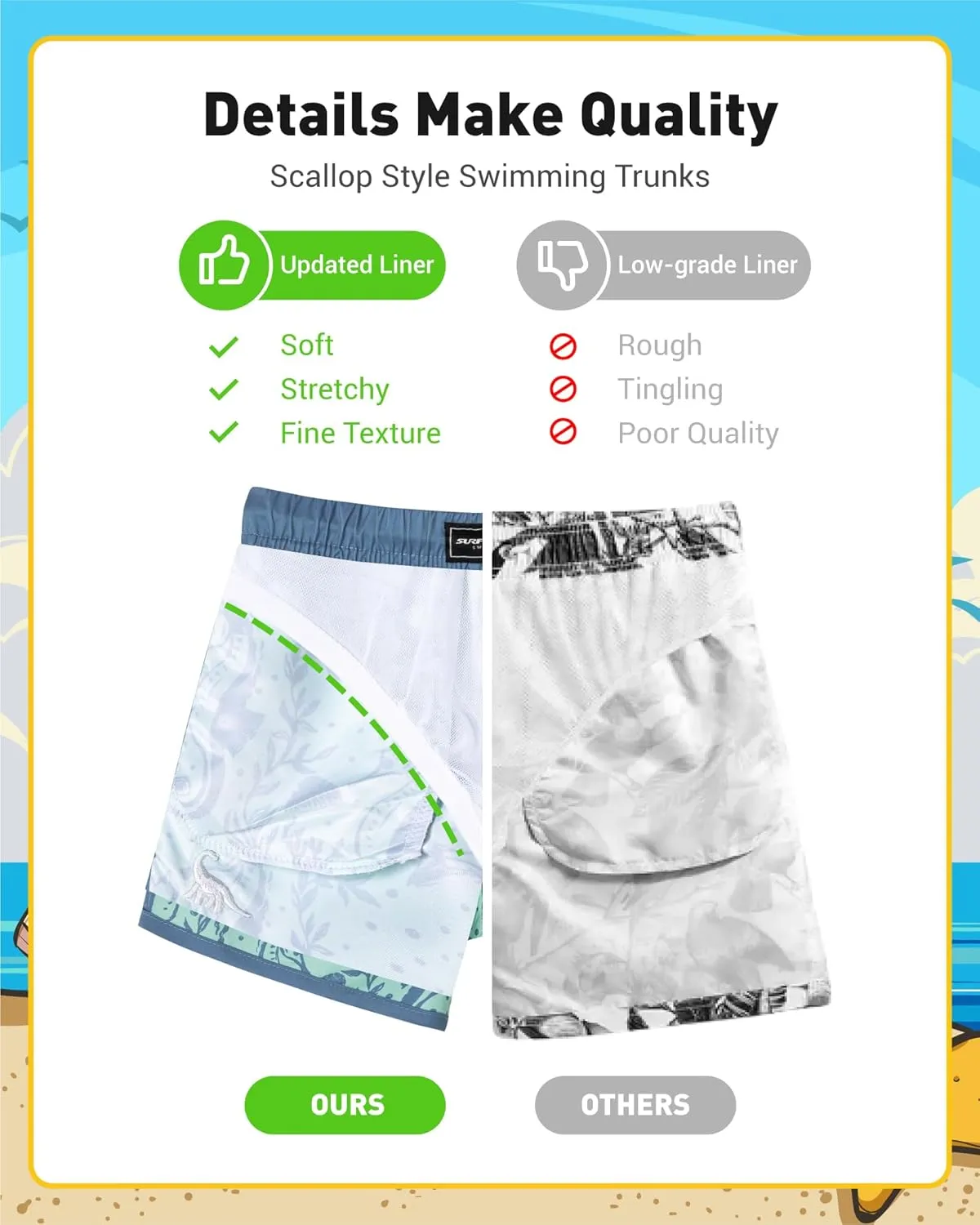 SURF CUZ Boys Swim Trunks Retro Toddler Boy Swimsuit Shorts Quick Dry Swimming Trunks Bathing Suit