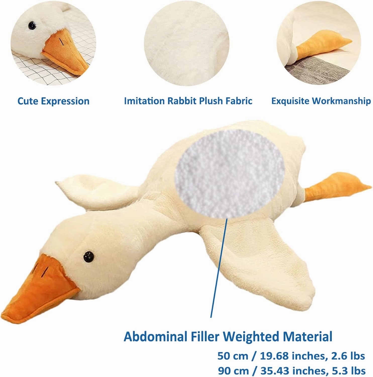 Swan Stuffed Animal, 2.6 lbs Weighted Plush Swan Toy Goose Weighted Plush Animals Duck Stuffed Animals Plush Pillow Toy Gifts for Kids, 19.68"