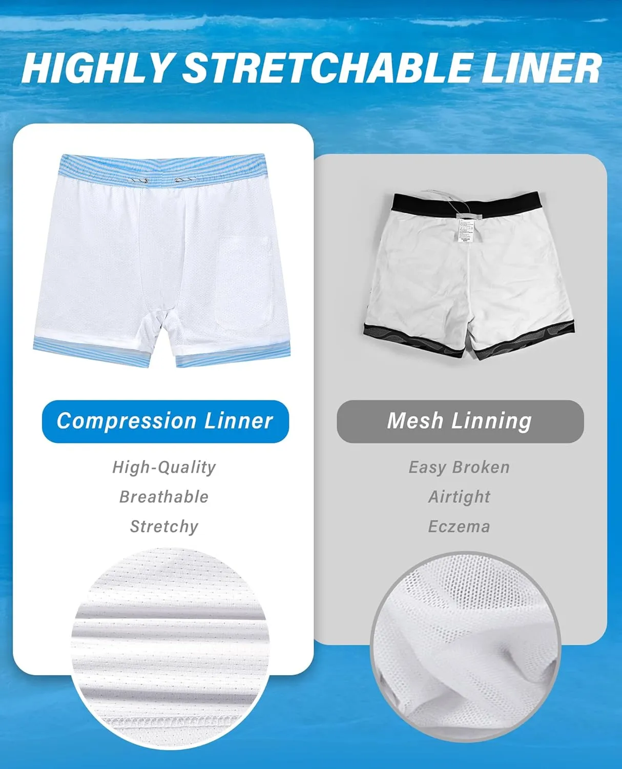 Swim Trunks Mens 5 Inch Inseam Compression Liner Short Men Bathing Suit Lined Swimming Shorts Men's Swim Suits