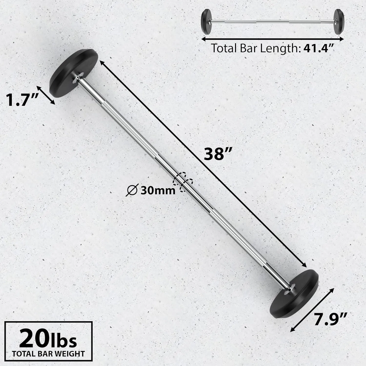 Synergee Fixed Barbell Pre Weighted Straight Steel Bar with Rubber Weights - Fixed Weight