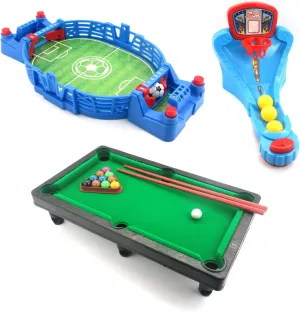 Table Games Set - Mini Foosball Game - Basketball Shooting Game - Tabletop Pool Mini Billiards - Supports six Players for Office Reduce Stress