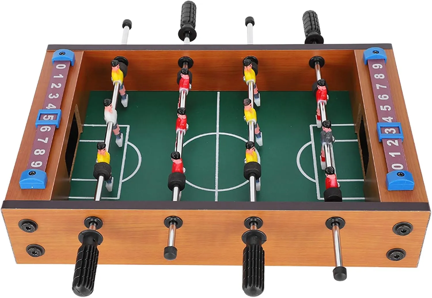 Tabletop Foosball Table Mini Football Ball Wooden Soccer Table Game Tabletop, Mini Indoor Table Soccer Set for Game Rooms, Party, 13.6 x 8.5in
