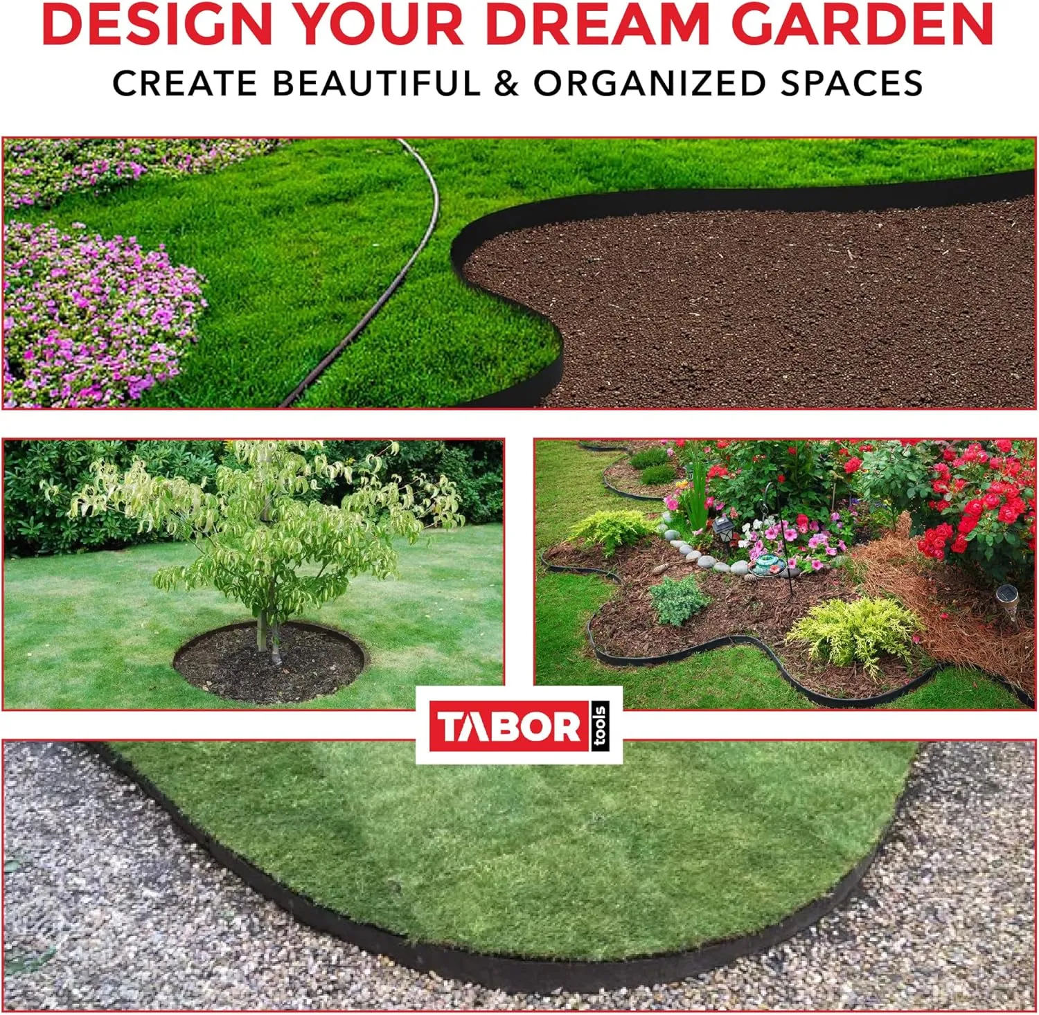 TABOR TOOLS 60 Ft Terrace Board, 5 Inch High, 0.04" Inch Thin, Landscape Edging Coil, Grass Barrier, Bender Board, Garden Liner, ES24. (Black)