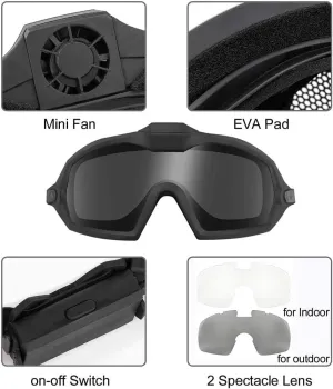 Tactical Airsoft PJ Helmet and Full Face Protection Air Gun Mask,with Detachable Anti-Fog Goggles for Air Gun Paintball CS Game