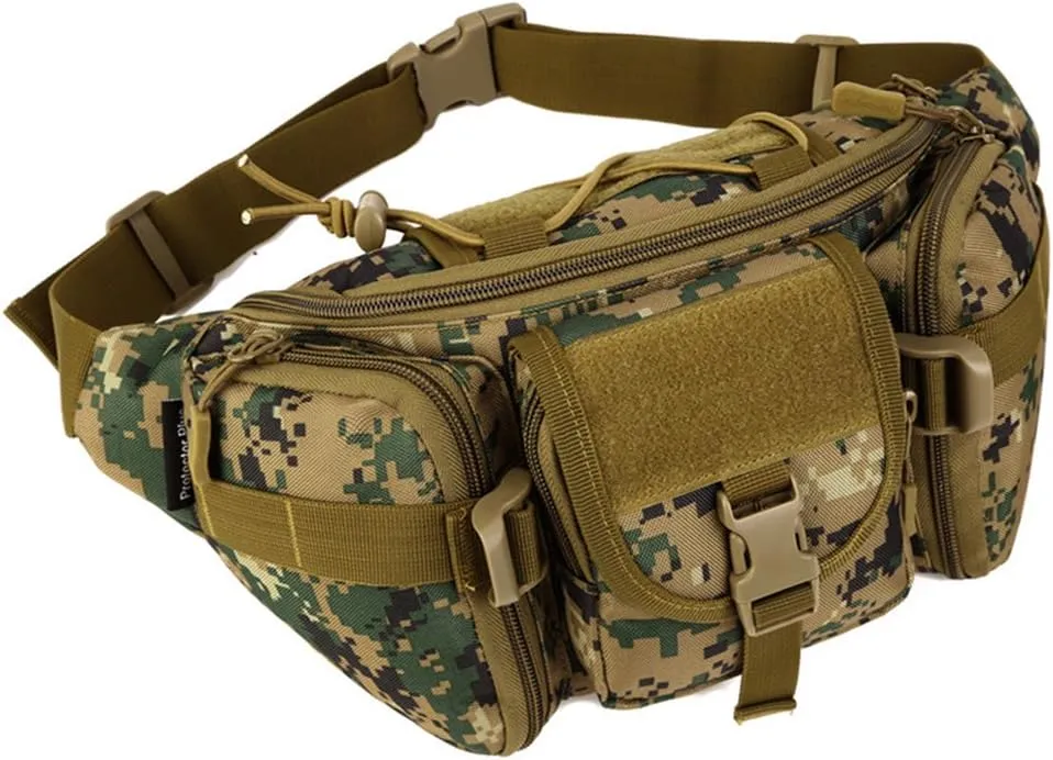 Tactical Waist Bag for Men Women Military Fanny Pack Outdoor Traveling Hiking Hunting Fishing Hip Bum Bag, Jungle Digital