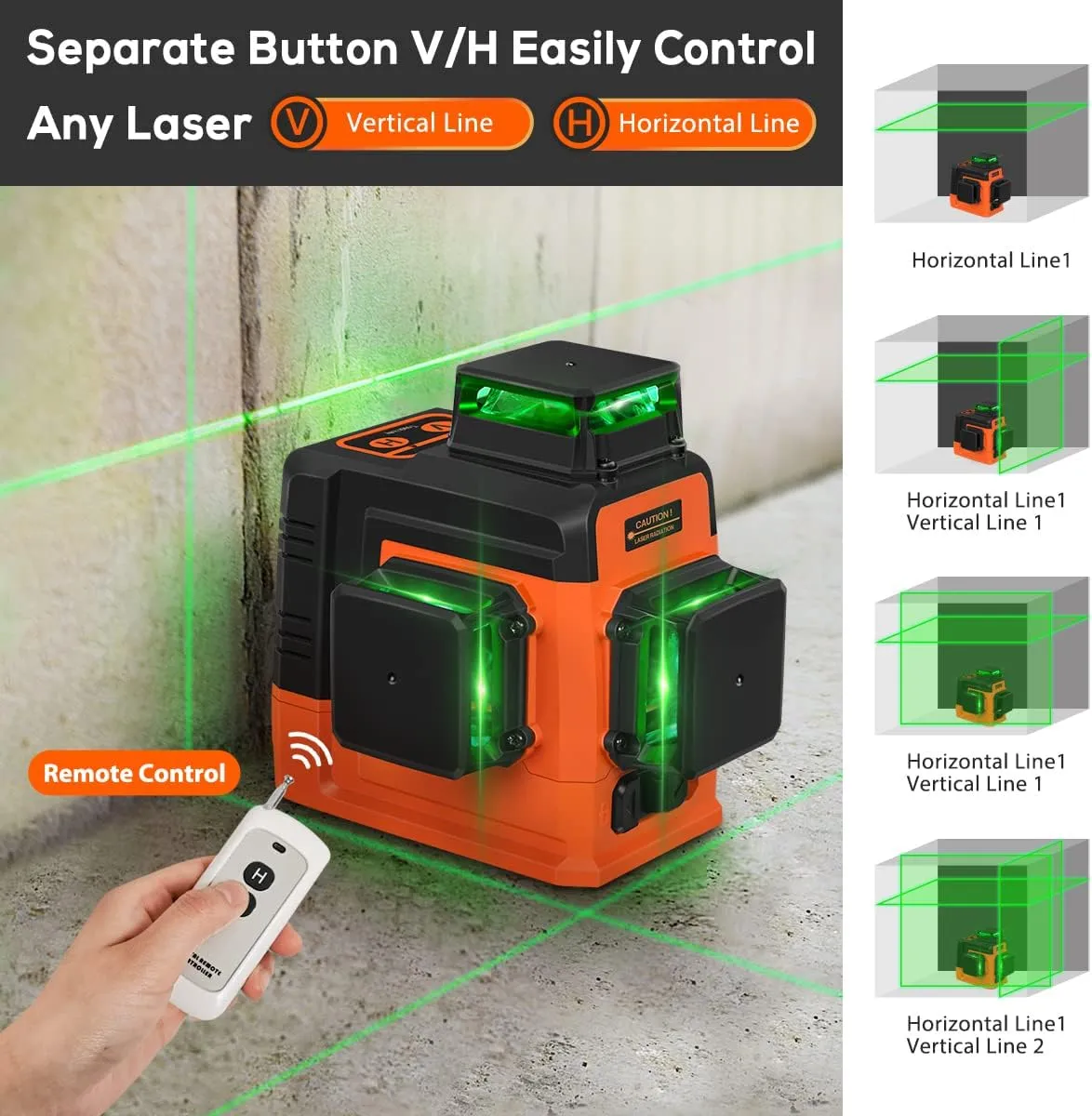 Takamine 12 Lines Laser Level Self Leveling 3x360° 3D Green Cross Line for Construction/Picture Hanging, Remote Controller, Rechargeable Li-ion battery, Magnetic Stand and portable bag