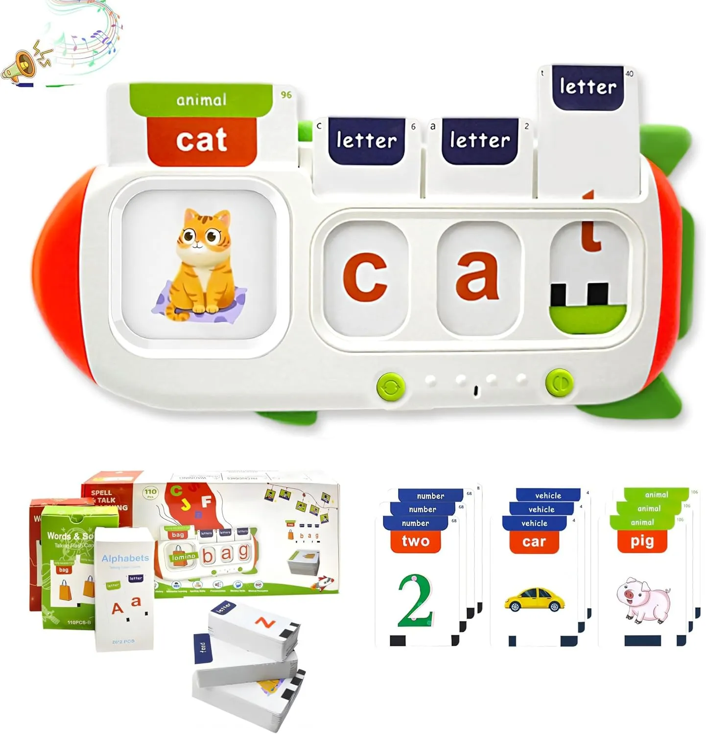 Talking Flash Cards for Kids 3-8, 112 CVC Words & 56 Math Flashcards, Interactive Learning Toys for Preschool, Speech Therapy, Autism, Sight Words Toddler Toy Gifts for Kids