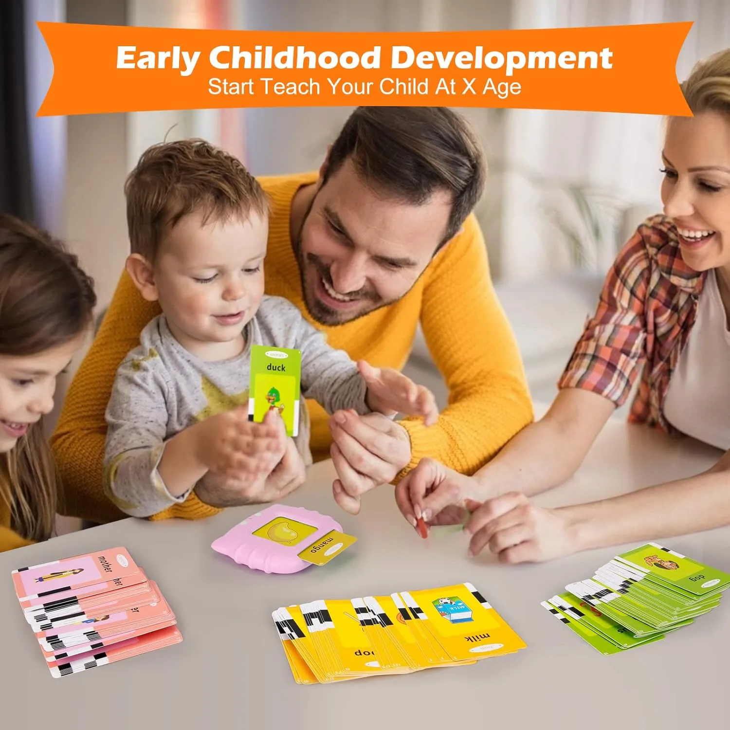 Talking Flash Cards with 224 Sight Words, Montessori Educational Learning Interactive Toddler Toys, Speech Therapy and Autism Sensory Toys, Pink