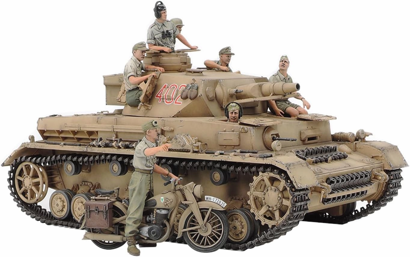 TAMIYA 1/35 German Tank Panzerkampfwagen IV Ausf.F & Motorcycle Set North Africa Limited Edition TAM25208