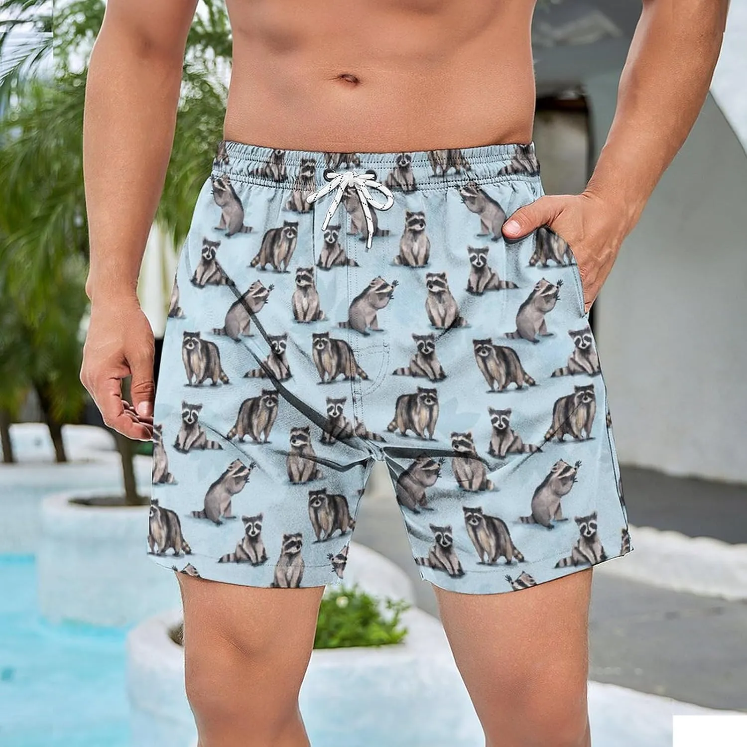Tasneem Mens Swim Trunks with Compression Liner Swim Shorts 5 Inch Inseam Quick Dry Mens Bathing Suit