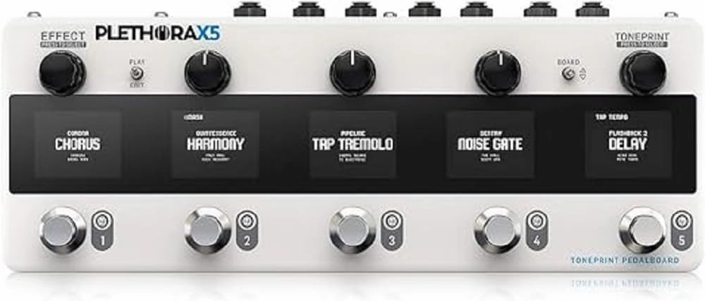 TC Electronic PLETHORA X5 TonePrint Pedal Board Loaded with all Your Favorite FX and 5 MASH Footswitches, White