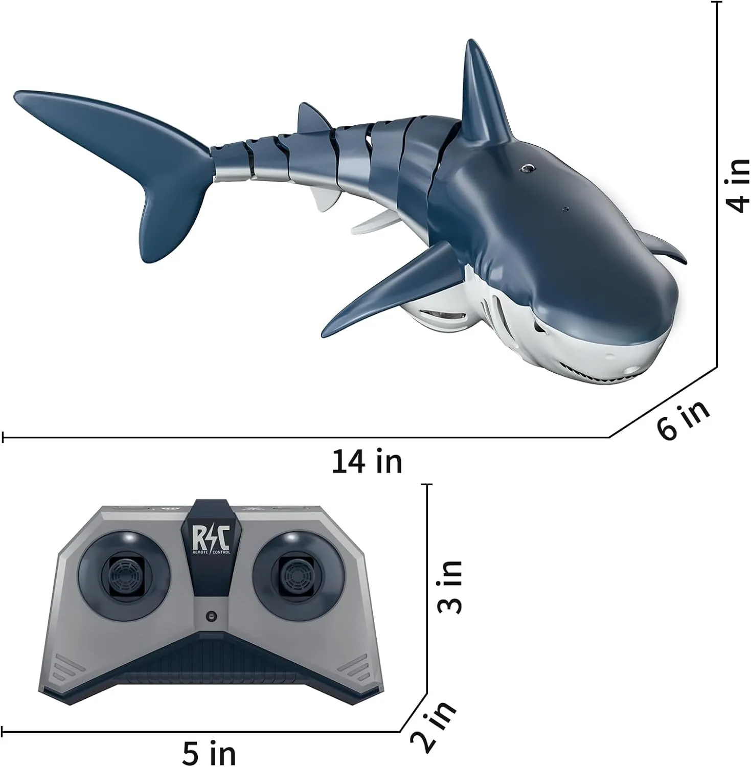 TEMI Remote Control Shark Toys, 1:18 High Simulation Scale Fish with Light and Spray Water for Lake Bathroom Pool Christmas Birthday Gift Electric RC Boat for Kids Ages 6  Boys