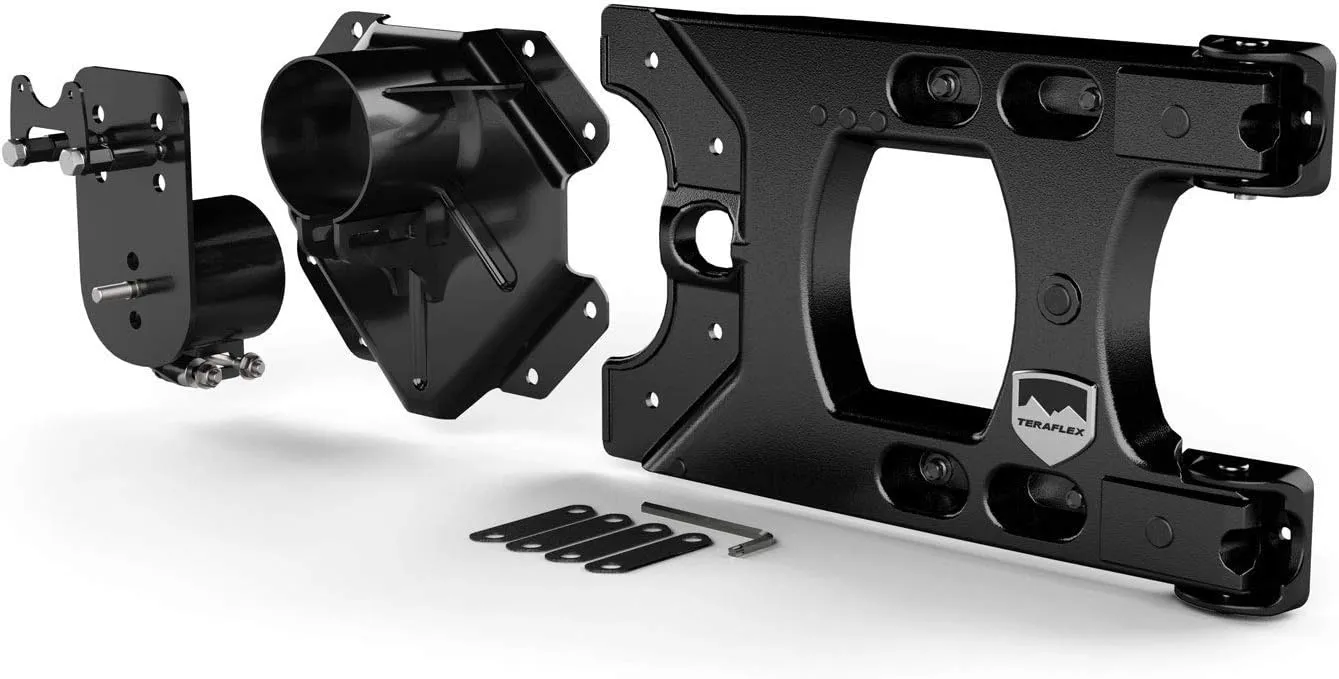 TeraFlex 4838150 JK/JKU Alpha Hinged Carrier & Alpha HD Adjustable Spare Tire Mounting Kit-Complete , black