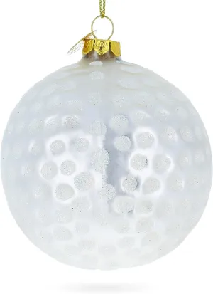 Textured Golf Ball Blown Glass Christmas Ornament