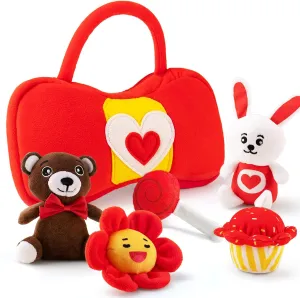 teytoy Valentines Day Gifts Toys, Stuffed Animal Squeaker and Crinkle Baby Girl Toy Playset Sensory Toy Gifts Idea Party Favors Decoration for Baby and Newborn