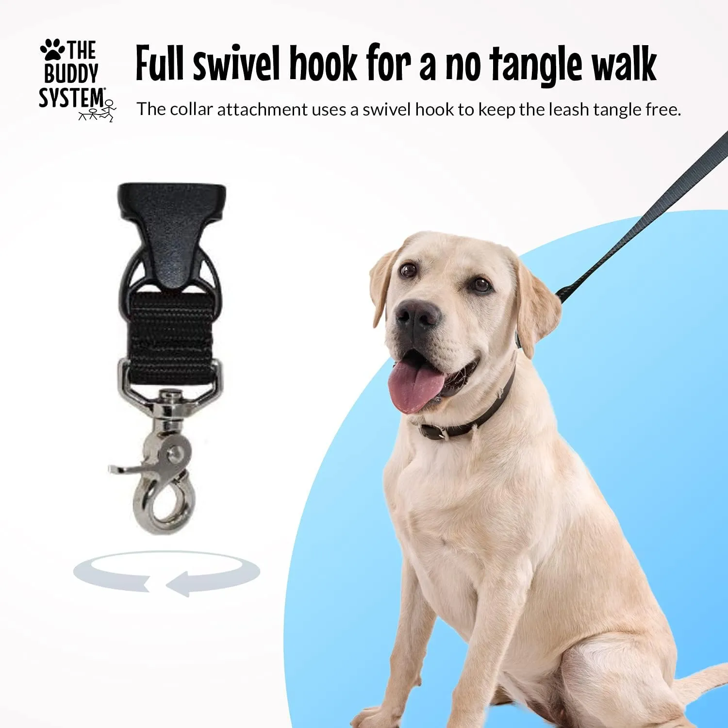 The Buddy System Adjustable Hands Free Dog Leash, Hand-Free Leash for Running, Jogging, Walking, Hiking and Training Service Dogs, Versatile All Dog Sizes - Made in USA - X-Large, Black