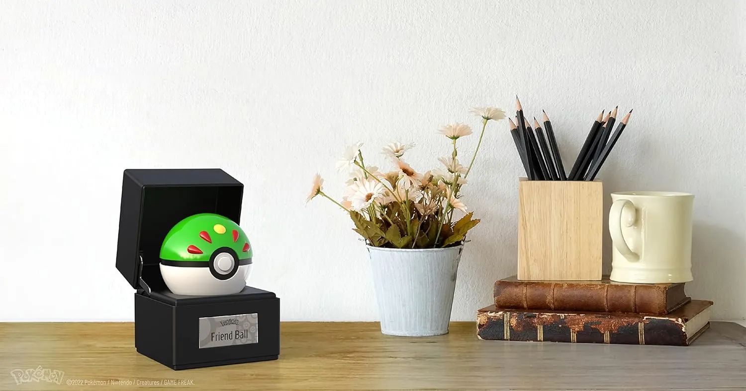 The Wand Company Original Poké Ball Authentic Replica - Realistic, Electronic, Die-Cast Poké Ball with Display Case Light Features – Officially Licensed by Pokémon