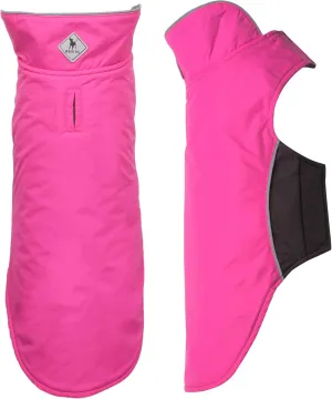 The Worthy Dog Apex Dog Jacket Wind and Water Resistant All-Weather Fleece Lined Nylon Winter Coat for Dogs with Reflective Trim, Fuchsia, 22"-22
