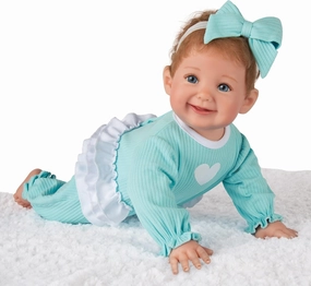 The Ashton-Drake Galleries Tummy Time with Taytum Baby Doll, 20 inches, Realistic Vinyl Skin, Hand-Rooted Hair, by Artist Ping Lau