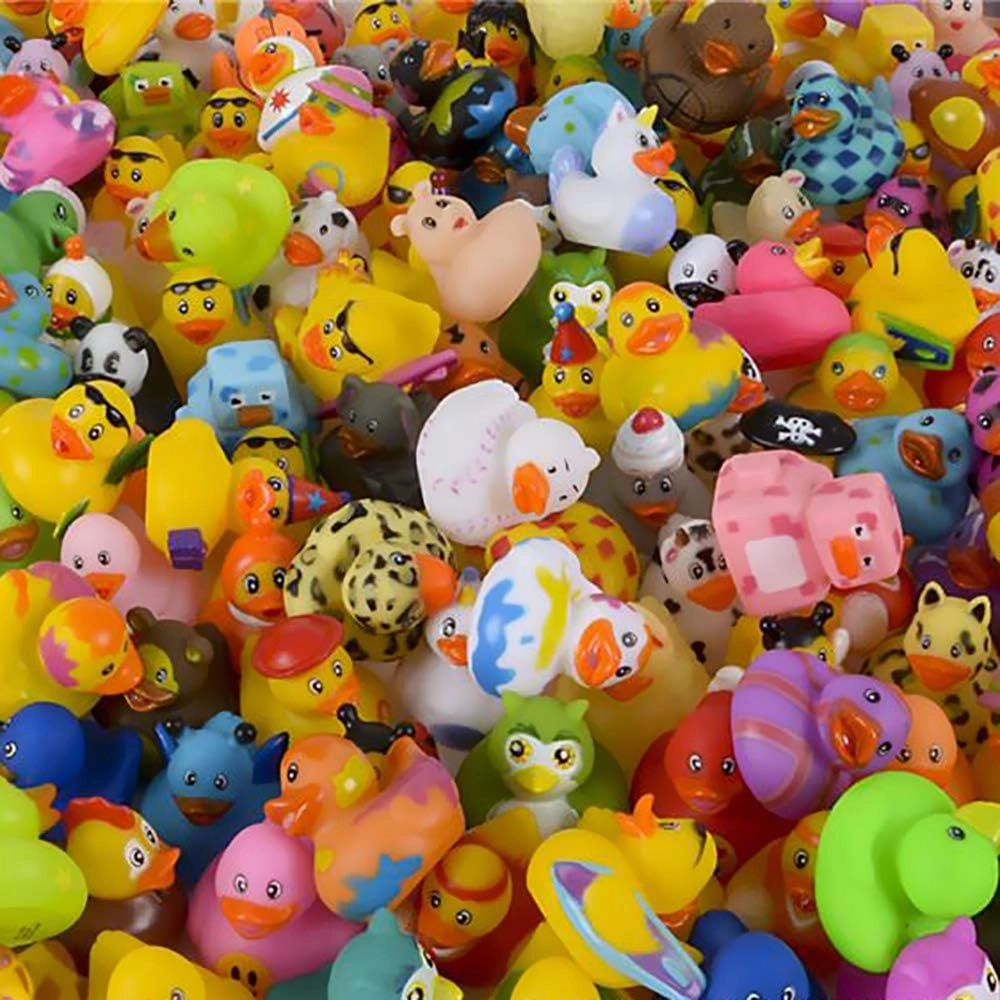 The Dreidel Company The Greatest Rubber Duck Assortment - Toy Duckies for Kids, Bath Birthday Gifts Baby Showers Classroom Incentives, Summer Beach and Pool Activity, 2" (Pack of 100)