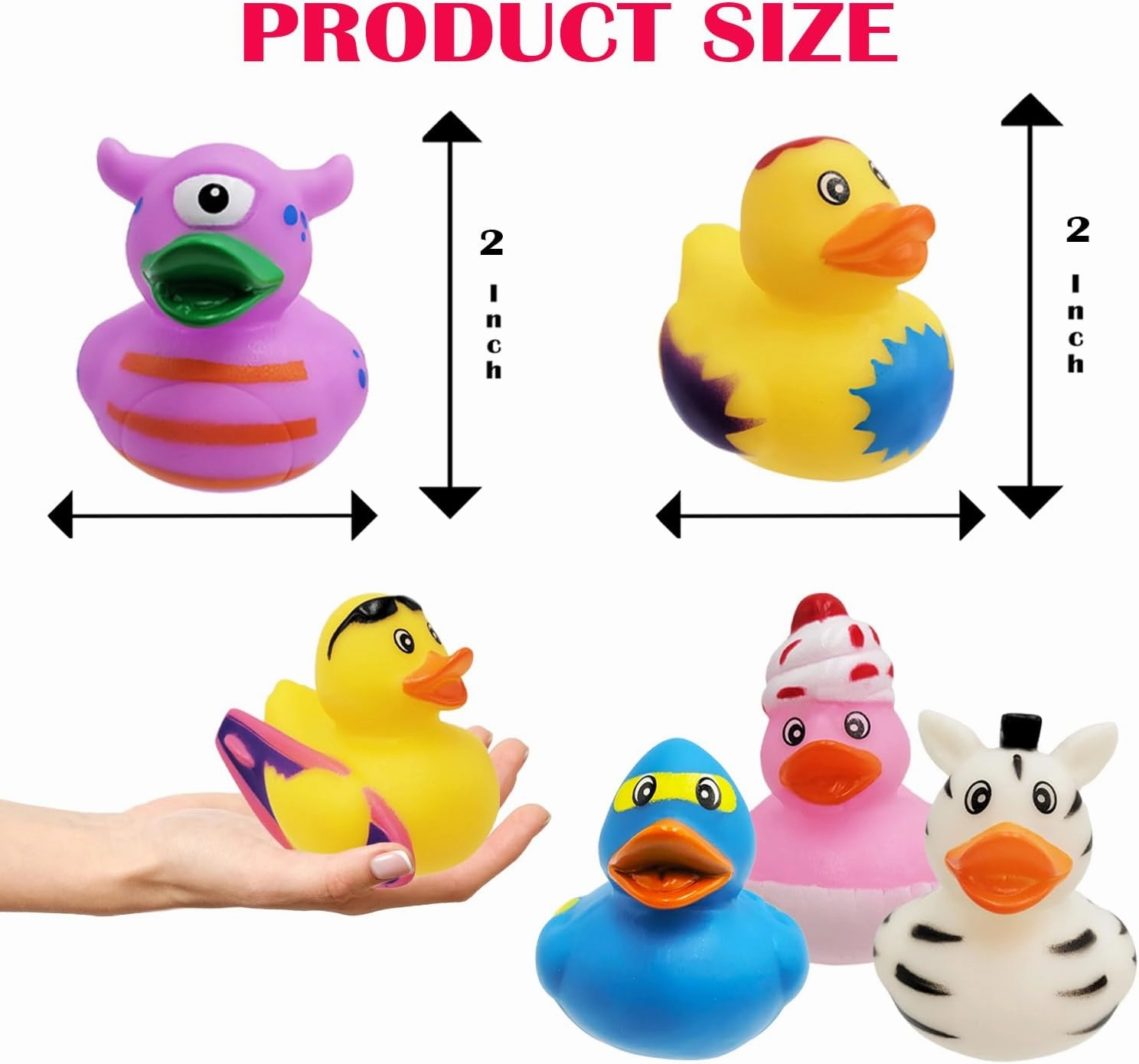 The Dreidel Company The Greatest Rubber Duck Assortment - Toy Duckies for Kids, Bath Birthday Gifts Baby Showers Classroom Incentives, Summer Beach and Pool Activity, 2" (Pack of 100)