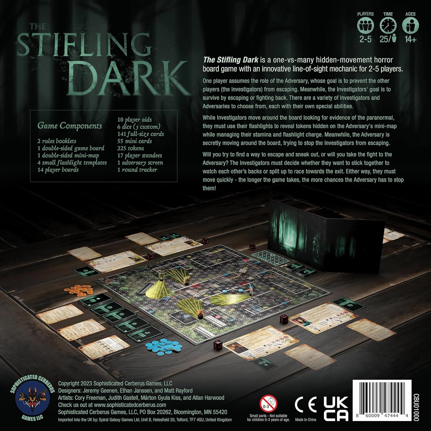 The Stifling Dark - Base Game, Horror Strategy Board Game, One Vs Many, Hidden Movement, Survival, Ages 14 , 2-5 Players