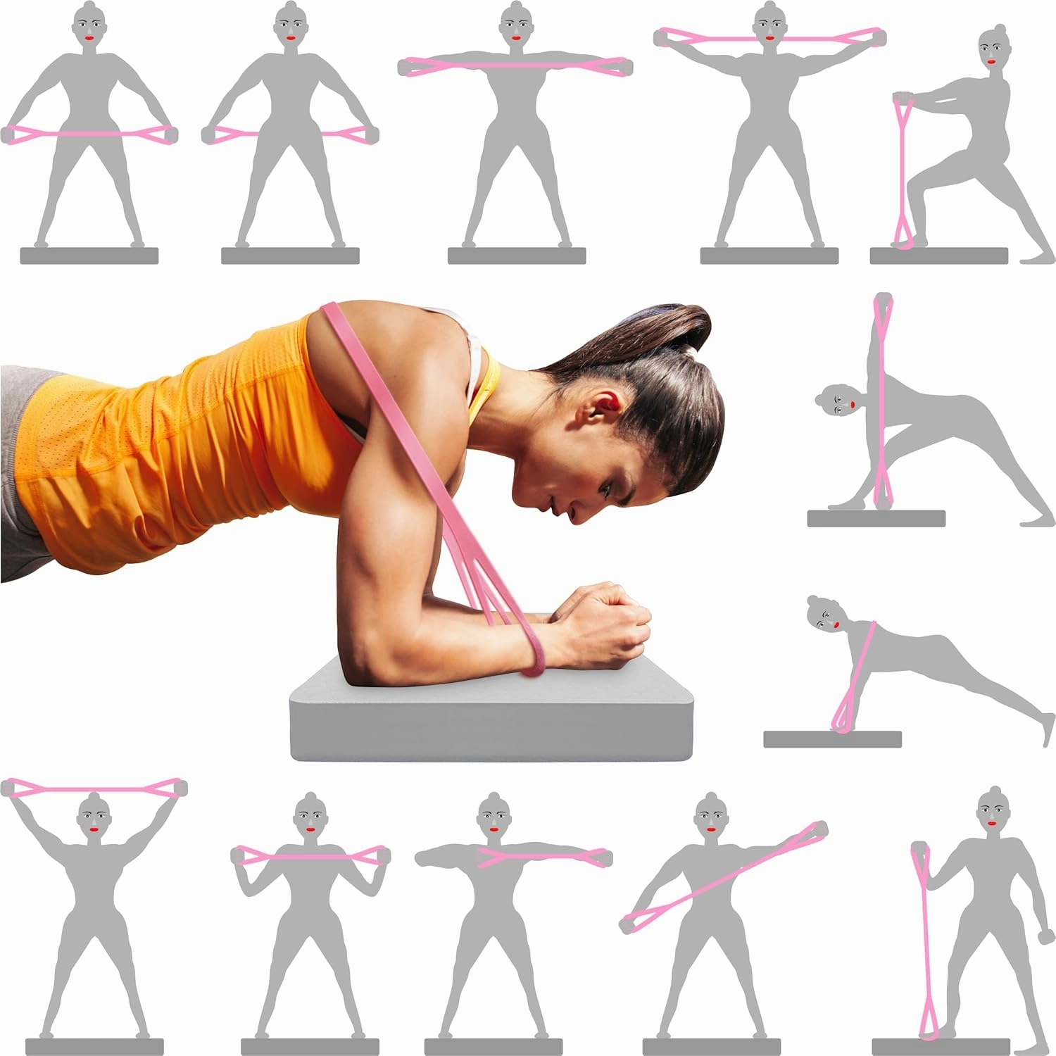 Thickened balance pad,Figure 8 Fitness Exercise Band,Loop Resistance Bands Fitness Yoga Set for Men and Women in home,Anti Slip Foam Yoga Kneeling cushion