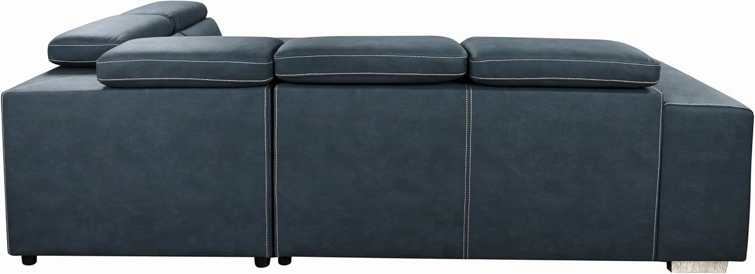 THSUPER 104'' Microfiber L Shaped Sectional Sleeper Sofa Couch with Pull Out Bed and Storage Ottoman, Convertible Couches with Adjustable Headrest for Living Room, Right Facing Chaise. Navy Blue
