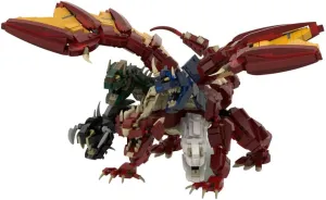 Tiamat Building Blocks, Five-Headed Dragons Building Toys, 1569-piece Red Dragon Model Collection, Christams Holidays Idea Gifts for Kids,Adults,Game Fans