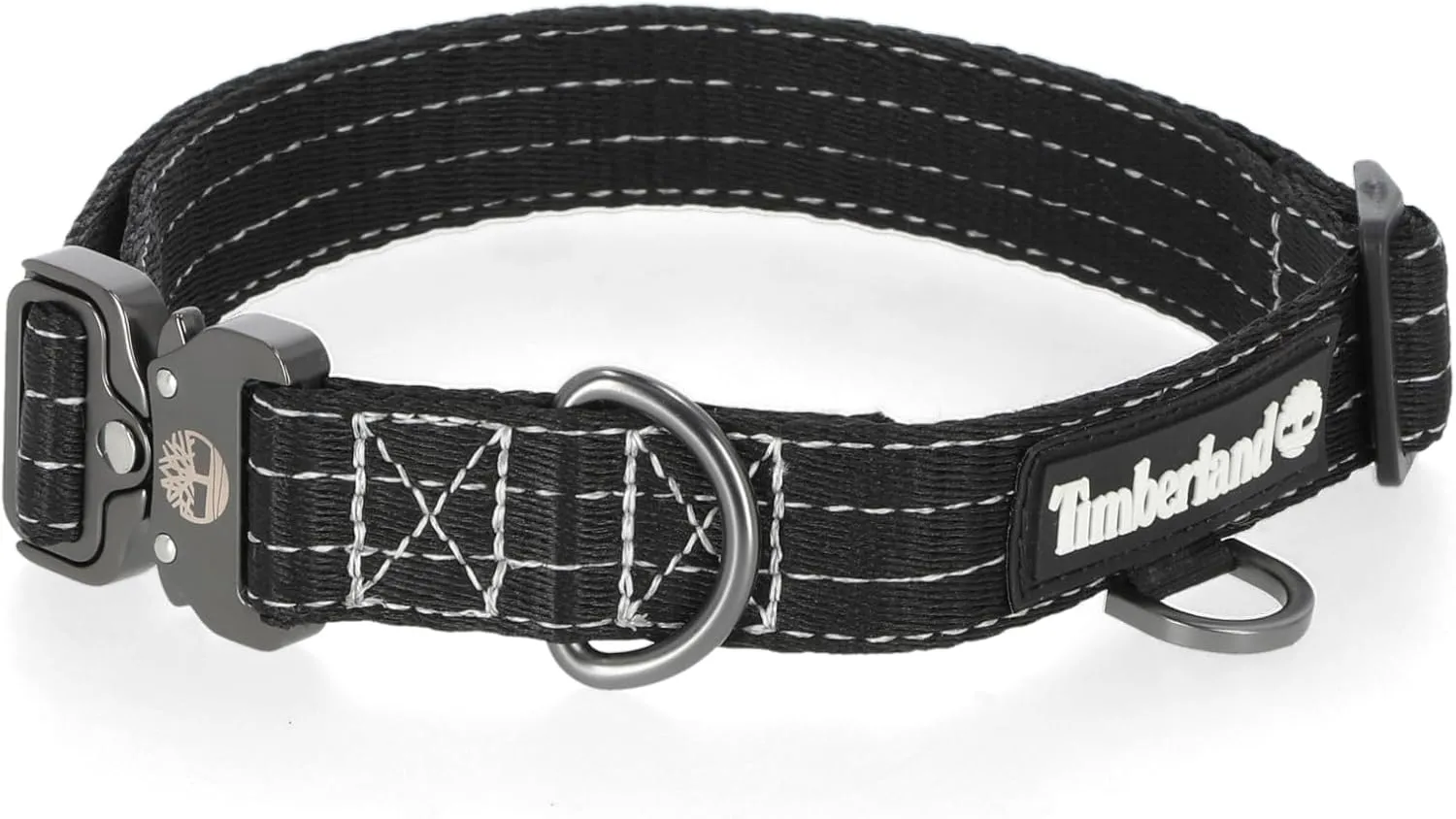 Timberland Adjustable Dog Collar, Tactical Heavy Duty Dog Collar, Reflective Quad Stitching for Visibility, Quick Release Metal Buckle, Small Medium Large Dogs (12” – 25” Neck)