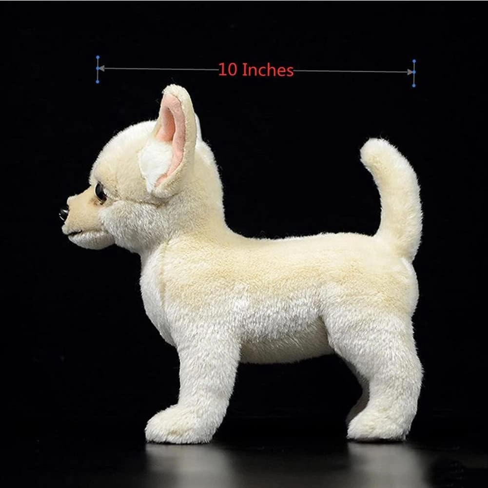 Tiny Heart Cute Chihuahua Stuffed Animal, Dog Plush Toy 10inch Puppy Super Soft Realistic Chihuahua Plush Home Decor Gifts for Kids Boys and Girls Simulation