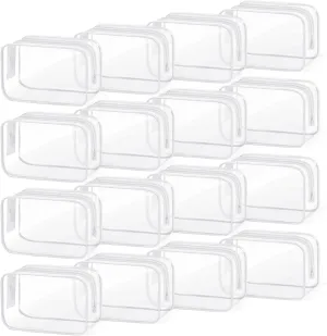 TISRATOK 16 PCS Clear Makeup Bag, Travel Essentials Toiletry Bag, Transparent PVC Cosmetic Organizer Toy Storage Pouch for Women Men - WHITE,Small